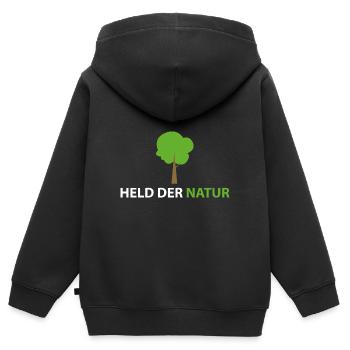 Held der Natur - Kinder Premium Organic Zip Hoodie - Schwarz - Hinten - AI Model Kid Male (0cm)
