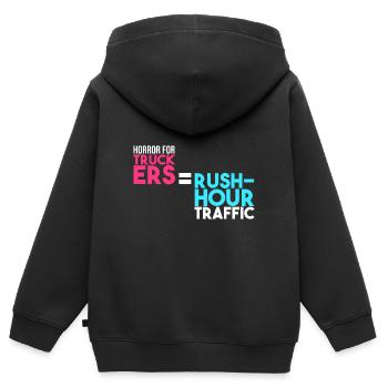 Horror for truckers = rush hour - Kids Premium Organic Zip-up Hoodie - black - Back - AI Model Kid Male (0cm)