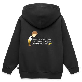 Wenn ich zu spät zum Unterricht komme - Kinder Premium Organic Zip Hoodie - Schwarz - Hinten - AI Model Kid Male (0cm)