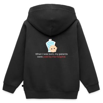 Als ich geboren wurde - Kinder Premium Organic Zip Hoodie - Schwarz - Hinten - AI Model Kid Male (0cm)