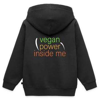 vegane Kraft in mir - Kinder Premium Organic Zip Hoodie - Schwarz - Hinten - AI Model Kid Male (0cm)