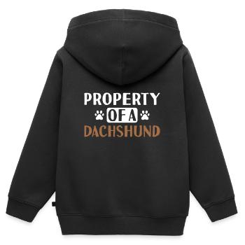 Propriété D’Un Teckel - Sweat Premium à capuche zippé enfant bio - noir - Dos - AI Model Kid Male (0cm)