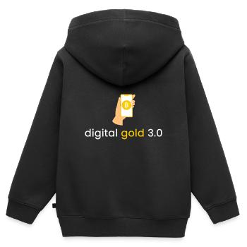 digitales Gold 3.0 - Kinder Premium Organic Zip Hoodie - Schwarz - Hinten - AI Model Kid Male (0cm)