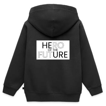 Héros du futur - Sweat Premium à capuche zippé enfant bio - noir - Dos - AI Model Kid Male (0cm)