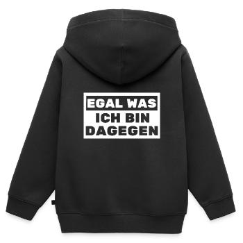 Egal was ich bin Dagegen Politik Partnerschaft - Kinder Premium Organic Zip Hoodie - Schwarz - Hinten - AI Model Kid Male (0cm)