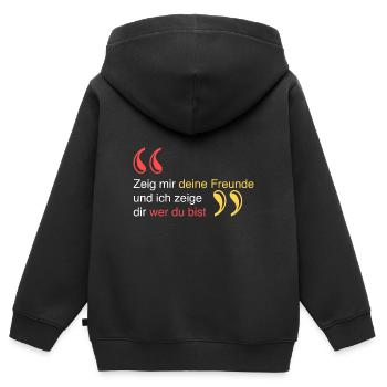 Zeig mir deine Freunde - Kinder Premium Organic Zip Hoodie - Schwarz - Hinten - AI Model Kid Male (0cm)