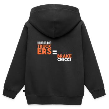 Horreur pour les camionneurs : la commande des freins - Sweat Premium à capuche zippé enfant bio - noir - Dos - AI Model Kid Male (0cm)
