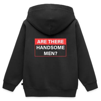 Y a-t-il de jolis hommes ? - Sweat Premium à capuche zippé enfant bio - noir - Dos - AI Model Kid Male (0cm)