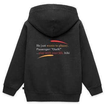 Er will nur spielen... - Kinder Premium Organic Zip Hoodie - Schwarz - Hinten - AI Model Kid Male (0cm)