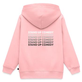 Comédien Comédie Stand Up - Sweat Premium à capuche zippé enfant bio - rose - Dos - AI Model Kid Female (0cm)