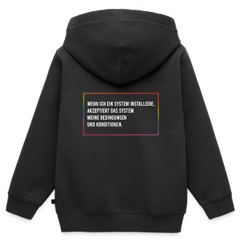 Wenn ich ein System installiere - Kinder Premium Organic Zip Hoodie - Schwarz - Hinten - AI Model Kid Male (0cm)