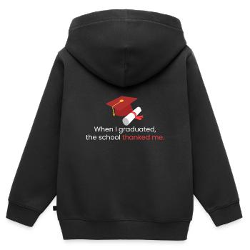 Als ich meinen Abschluss machte - Kinder Premium Organic Zip Hoodie - Schwarz - Hinten - AI Model Kid Male (0cm)