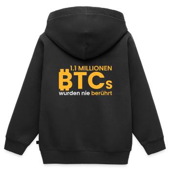 1.1 Millionen BTCs nie bewegt - Kinder Premium Organic Zip Hoodie - Schwarz - Hinten - AI Model Kid Male (0cm)