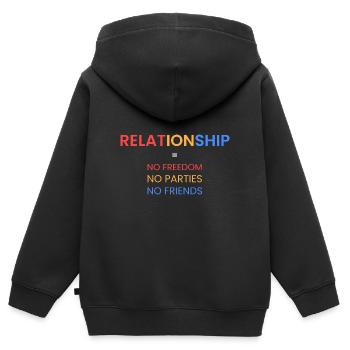 Relation= pas de liberté - Sweat Premium à capuche zippé enfant bio - noir - Dos - AI Model Kid Male (0cm)