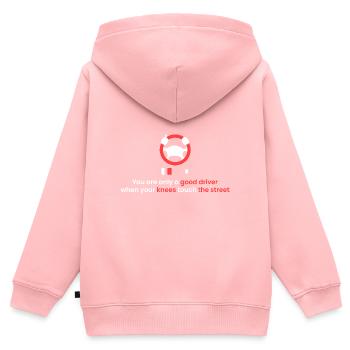 Knie auf der Straße! - Kinder Premium Organic Zip Hoodie - Rosa - Hinten - AI Model Kid Female (0cm)