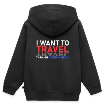 Nordamerikareise - Kinder Premium Organic Zip Hoodie - Schwarz - Hinten - AI Model Kid Male (0cm)