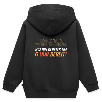 Normale Frauen wachen um 8 auf - Kinder Premium Organic Zip Hoodie - Schwarz - Hinten - AI Model Kid Male (0cm)