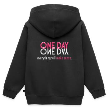 Alles wird einen Sinn ergeben! - Kinder Premium Organic Zip Hoodie - Schwarz - Hinten - AI Model Kid Male (0cm)
