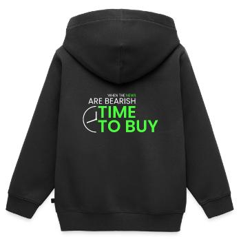 wenn die Nachrichten bärisch sind - Kinder Premium Organic Zip Hoodie - Schwarz - Hinten - AI Model Kid Male (0cm)