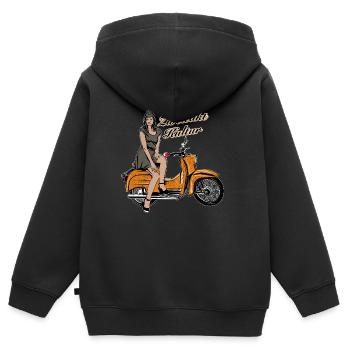 Simson Schwalbe KR51 Rétro trafic orange - Sweat Premium à capuche zippé enfant bio - noir - Dos - AI Model Kid Male (0cm)