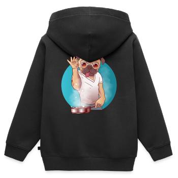 chien sel Bae cuisiner avec dévotion - Sweat Premium à capuche zippé enfant bio - noir - Dos - AI Model Kid Male (0cm)