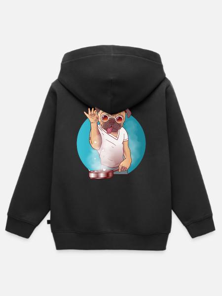 Sal Bae perro cocinar con devoción - Sudadera Premium con capucha y cremallera infantil orgánica - negro