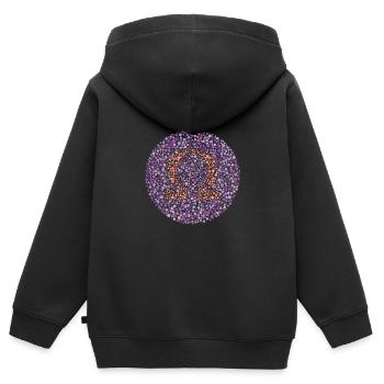 Omega-Sehtest - Kinder Premium Organic Zip Hoodie - Schwarz - Hinten - AI Model Kid Male (0cm)