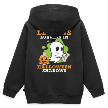 Lektionen, die in den Schatten von Halloween lauer - Kinder Premium Organic Zip Hoodie - Schwarz - Hinten - AI Model Kid Male (0cm)