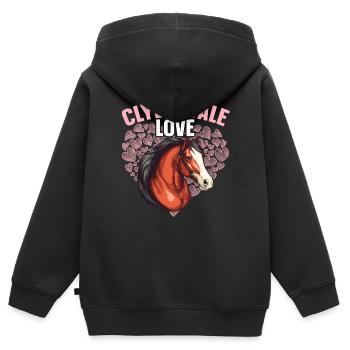Kaltblüter Pferd Pferdeliebhaber Reiten - Kinder Premium Organic Zip Hoodie - Schwarz - Hinten - AI Model Kid Male (0cm)