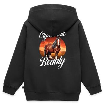 Kaltblüter Pferd Pferdeliebhaber Reiten - Kinder Premium Organic Zip Hoodie - Schwarz - Hinten - AI Model Kid Male (0cm)