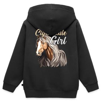 Kaltblüter Pferd Pferdeliebhaber Reiten - Kinder Premium Organic Zip Hoodie - Schwarz - Hinten - AI Model Kid Male (0cm)