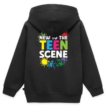 13e anniversaire fête Bday treizième anniversaire - Sweat Premium à capuche zippé enfant bio - noir - Dos - AI Model Kid Male (0cm)