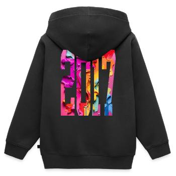 9E ANNIVERSAIRE COLORÉ 2017 - Sweat Premium à capuche zippé enfant bio - noir - Dos - AI Model Kid Male (0cm)