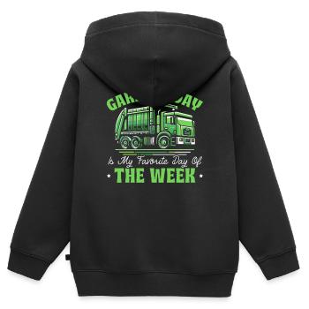 Müllwagenfahrer Mülltag Abfallmanagement - Kinder Premium Organic Zip Hoodie - Schwarz - Hinten - AI Model Kid Male (0cm)