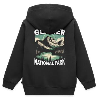 Gletscher-nationalpark Outdoor-reisen Usa Amerika - Kinder Premium Organic Zip Hoodie - Schwarz - Hinten - AI Model Kid Male (0cm)