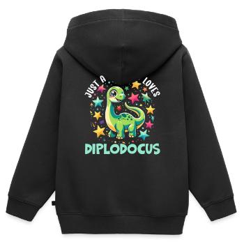 Dinosaur Lover Dino Diplodocus - Kids Premium Organic Zip-up Hoodie - black - Back - AI Model Kid Male (0cm)