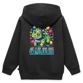 Dinosaur Lover Dino Ankylosaurus - Kids Premium Organic Zip-up Hoodie - black - Back - AI Model Kid Male (0cm)