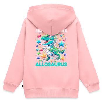Dinosaurierliebhaber Dino Allosaurus - Kinder Premium Organic Zip Hoodie - Rosa - Hinten - AI Model Kid Female (0cm)