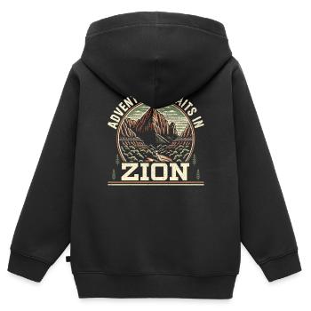 Parc national de Zion Outdoor Tours États-Unis Amérique - Sweat Premium à capuche zippé enfant bio - noir - Dos - AI Model Kid Male (0cm)