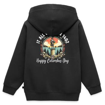 Columbus Day Amerika 1492 Usa Entdeckung - Kinder Premium Organic Zip Hoodie - Schwarz - Hinten - AI Model Kid Male (0cm)