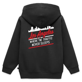 États-Unis États-Unis État d’Amérique Go - Sweat Premium à capuche zippé enfant bio - noir - Dos - AI Model Kid Male (0cm)