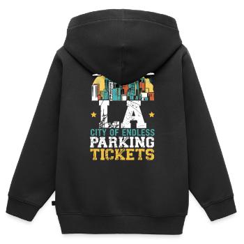 États-Unis États-Unis État d’Amérique Go - Sweat Premium à capuche zippé enfant bio - noir - Dos - AI Model Kid Male (0cm)