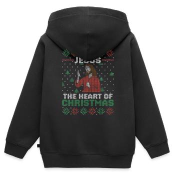 Jesus Christus Weihnachten Religiöser - Kinder Premium Organic Zip Hoodie - Schwarz - Hinten - AI Model Kid Male (0cm)