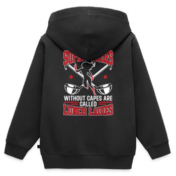 Lunch Lady, Schulkantinenarbeiterin, Dinner Lady - Kinder Premium Organic Zip Hoodie - Schwarz - Hinten - AI Model Kid Male (0cm)