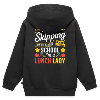 Lunch Lady, Schulkantinenarbeiterin, Dinner Lady - Kinder Premium Organic Zip Hoodie - Schwarz - Hinten - AI Model Kid Male (0cm)