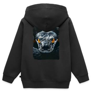 yeux jaunes noir serpent python cobra reptile vipère - Sweat Premium à capuche zippé enfant bio - noir - Dos - AI Model Kid Male (0cm)