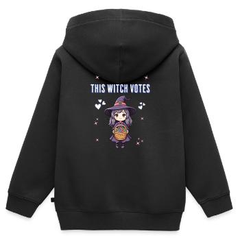 Cette sorcière vote - Sweat Premium à capuche zippé enfant bio - noir - Dos - AI Model Kid Male (0cm)