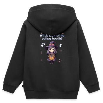 Hexenweg zur Wahlkabine? - Kinder Premium Organic Zip Hoodie - Schwarz - Hinten - AI Model Kid Male (0cm)