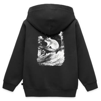Capybara Carpincho Tier Japanische Surfwelle - Kinder Premium Organic Zip Hoodie - Schwarz - Hinten - AI Model Kid Male (0cm)