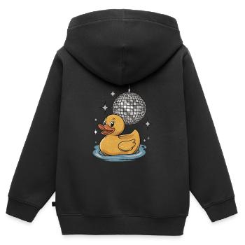 Ente Gummiente Tier Vogel Disco Ball Party - Kinder Premium Organic Zip Hoodie - Schwarz - Hinten - AI Model Kid Male (0cm)